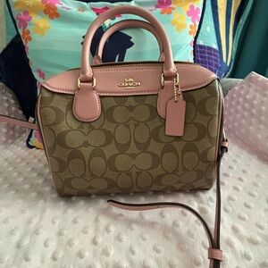 Coach Bennet Satchel - Signature Brown & Dusty Pink
